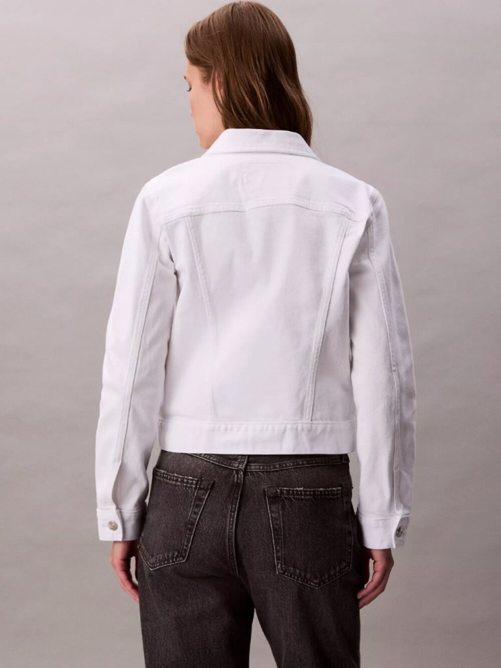 Calvin Klein Classic Denim Trucker Jacket Optic White Sz L Retail Price $109.00 - Picture 5 of 15